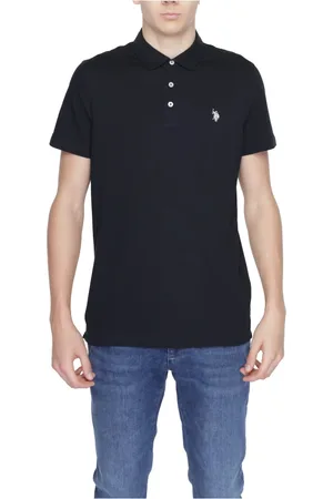 U.S. Polo Assn. Top, Herre, Sort, 2XL, Bomuld, Sort Bomuldspolo med knaplukning