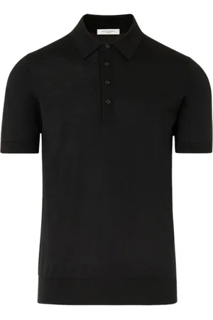 Paolo Pecora Top, Herre, Sort, L, Uld, Premium Sort Polo T-shirt