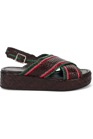 Pon´s quintana Sko, Dame, Brun, 37 EU, Læder, Brun Platform Sandaler Bred Krydsede Bånd