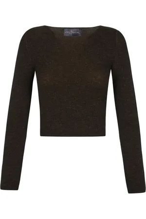 Cortana Strik, Dame, Brun, L, Cashmere, Brun Cashmere Melange Langærmet Top