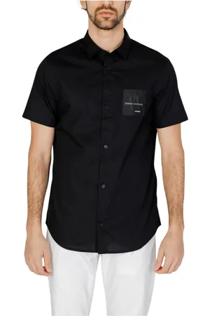 Armani Exchange Skjorte, Herre, Sort, XS, Bomuld, Short Sleeve Bluser