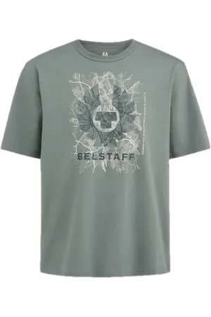 Belstaff Top, Herre, Grøn, M, Bomuld, Kort Mineralgrøn T-shirt