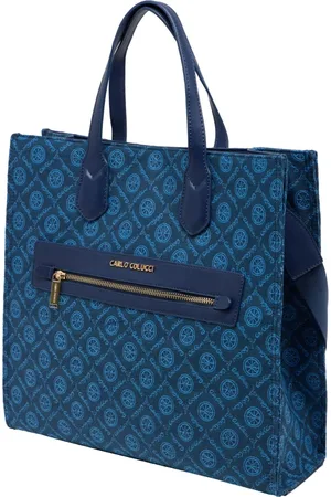 Carlo Colucci Taske, Dame, Blå, ONE SIZE, Elegant Totebag med Logo Print