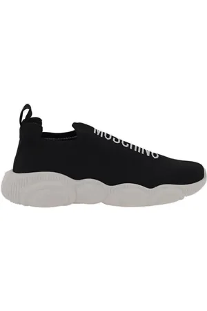 Moschino Sko, Herre, Sort, 45 EU, Polyester, Sorte lave sokkesneakers med Teddy