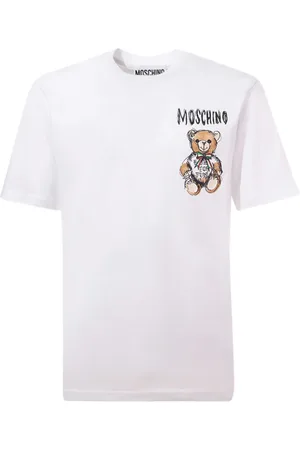 Moschino Top, Herre, Hvid, 2XL, Bomuld, Hvid Logo Print T-shirt