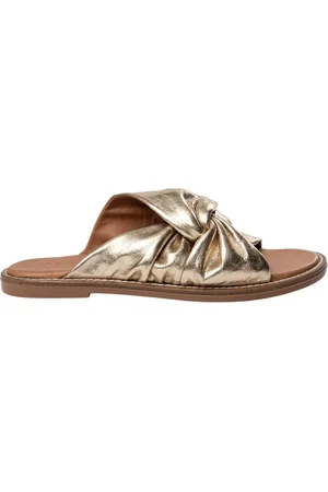 Sofie Schnoor Sko, Dame, Gul, 36 EU, Uld, Guld Læder Sandal med Knude Detalje