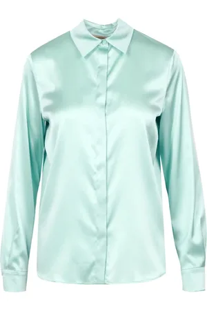 pennyblack Bluser & Skjorter, Dame, Blå, XS, Uld, Silke Krave Skjorte Lange Ærmer