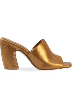 Cortana Sko, Dame, Gul, 40 EU, Uld, Metallic Guld Firkantet Tå Mules