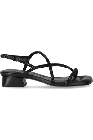 Ash Sko, Dame, Sort, 41 EU, Læder, Sort Mid-Hælet Rhinestone Sandal