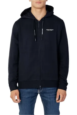 Armani Exchange Sweathshirts & Hoodies, Herre, Sort, S, Bomuld, Sort Hættetrøje med lynlås