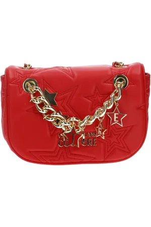 VERSACE Taske, Dame, Rød, ONE SIZE, Uld, Syntetisk Crossbody Taske med Synligt Logo
