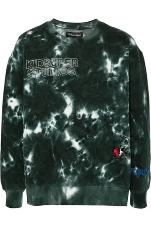 KIDSUPER STUDIOS Sweathshirts & Hoodies, Herre, Grøn, S, Bomuld, Grøn Tie-Dye Sweater med Crew Neck