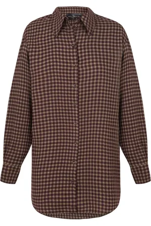 Cortana Bluser & Skjorter, Dame, Rød, XS, Uld, Bordeaux Ternede Oversized Skjorte