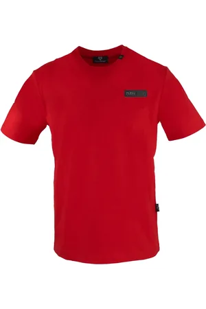 Philipp Plein Top, Herre, Rød, S, Bomuld, Kortærmet Rund Hals Bomuld T-shirt