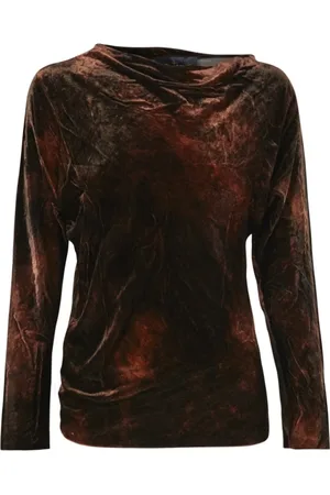 Cortana Top, Dame, Brun, L, Angelina, asymmetrisk fløjlstop