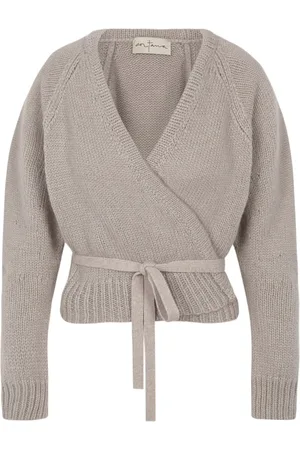 Cortana Strik, Dame, Grå, M, Uld, Gather, beige alpaca uld merino og silke strikket jakke