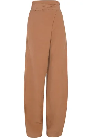 Cortana Bukser, Dame, Brun, 2XL, Linned, Højtaljede linned- og silkebukser