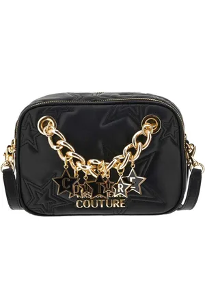 VERSACE Taske, Dame, Sort, ONE SIZE, Uld, Syntetisk Crossbody Taske med Synligt Logo