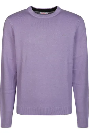 sun68 Strik, Herre, Lilla, M, Uld, Stilfuld Shetland Sweater