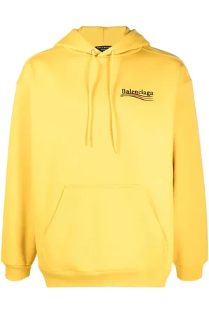 Balenciaga Sweathshirts & Hoodies, Dame, Gul, XS, Bomuld, Broderet logo hættetrøje - Gul Oversize