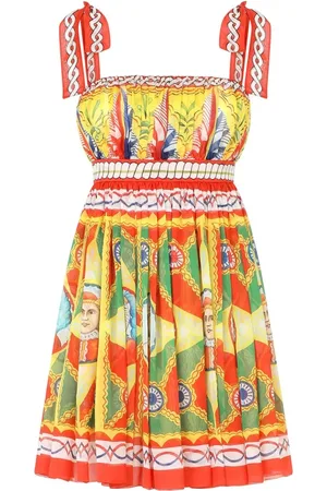 Dolce & Gabbana Kjole, Dame, Flerfarvet, S, Chiffon, Plisseret chiffon minikjole