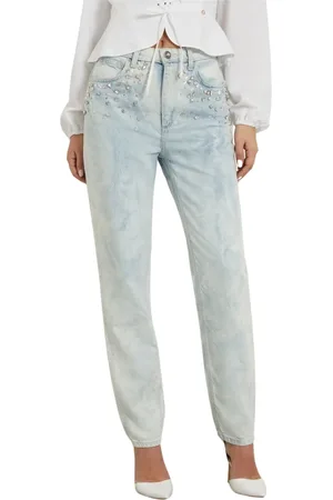 Guess Jeans, Dame, Blå, W27, Bomuld, Mom Jeans Lyseblå