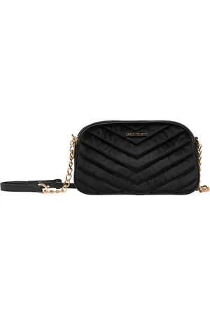 Carlo Colucci Taske, Dame, Sort, ONE SIZE, Uld, Fløjl Crossbody Taske Elegance Stil