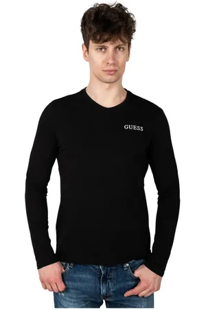Guess Top, Herre, Sort, M, Bomuld, V-Neck Langærmet Skjorte