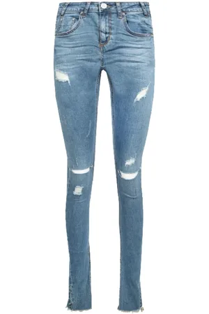 ONE TEASPOON Jeans, Dame, Blå, W29, Denim, Denim Skinny Jeans med Knæskæringer