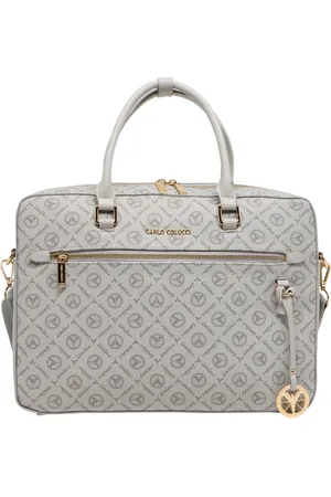 Carlo Colucci Taske, Herre, Grå, ONE SIZE, Uld, Elegant Business Taske med Logo Print