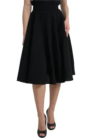 Dolce & Gabbana Nederdel, Dame, Sort, XS, Uld, Sort A-line Knælang Nederdel