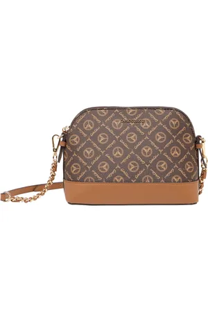 Carlo Colucci Taske, Dame, Brun, ONE SIZE, Uld, Stilfuld Logo Print Skuldertaske