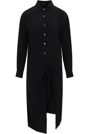 THEORY Kjole, Dame, Sort, 3XS, Uld, Sarong Skjorte Sort