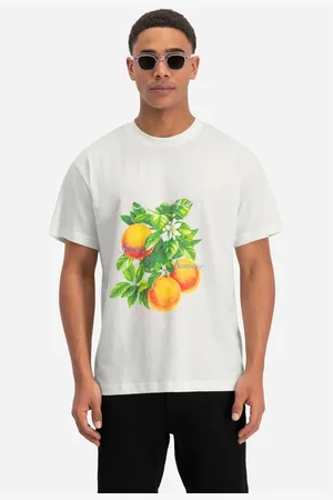 In Gold We Trust Top, Herre, Hvid, XS, Bomuld, Orange T-shirt Herre Hvid Klassisk