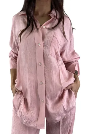 Victoria Beckham Bluser & Skjorter, Dame, Lyserød, 2XS, Lyserød Krøllet Skjorte