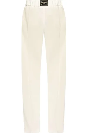 Dolce & Gabbana Bukser, Dame, Hvid, M, Uld, Hvide Uld Højtaljede Bukser