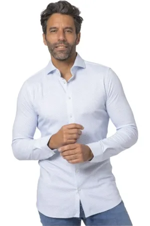 DESOTO Skjorte, Herre, Blå, L, Bomuld, Blå Pixel Mønster Skjorte Luksus Kollektion
