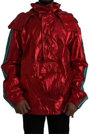 Dolce & Gabbana Jakke, Herre, Rød, 2XL, Nylon, Rød Nylon Hættetrøje Jakke