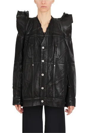 Rick Owens Jakke, Dame, Sort, S, Uld, Coated Cotton Worker Jacket