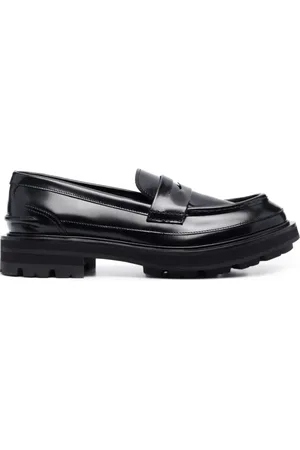 Alexander McQueen Sko, Herre, Sort, 43 EU, Læder, Chunky Penny Loafers Sort Læder