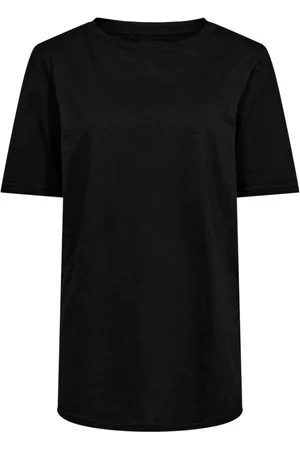 Liberté Top, Dame, Sort, M, Bomuld, Sort Langærmet T-shirt med Rund Hals