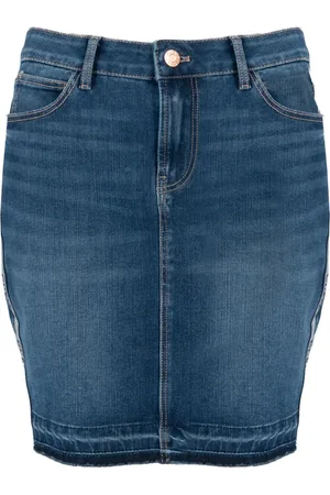 Guess Nederdel, Dame, Blå, W28, Denim, Midi Nederdel med Bykant