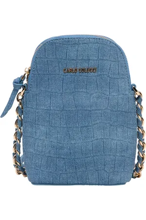 Carlo Colucci Taske, Dame, Blå, ONE SIZE, Mini Krokohåndtaske