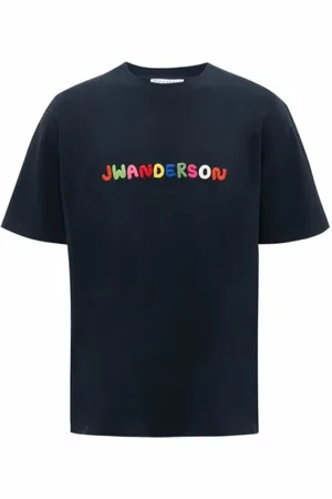 J.W.Anderson Top, Dame, Blå, XS, Bomuld, Broderet Logo T-shirt