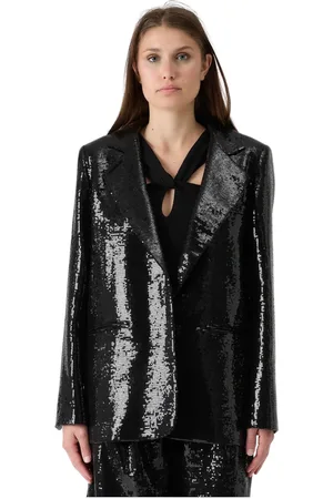 FEDERICA TOSI Jakke, Dame, Sort, XS, Paillet Blazer Oversize Sort Elegant Stil