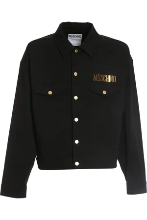 Moschino Jakke, Herre, Sort, M, Uld, Sort Denimjakke med Guldlogo