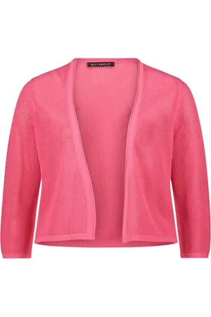 Betty Barclay Strik, Dame, Lyserød, 2XL, Uld, Afslappet Sommer Cardigan med 3/4 Ærmer