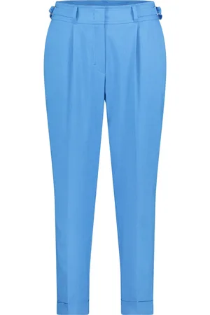 Betty & Co Bukser, Dame, Blå, 3XL, Uld, Højtaljede bukser med pressefold