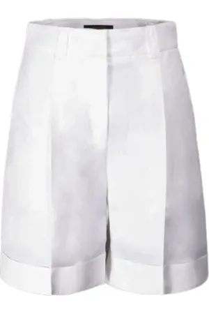 MOORER Shorts, Dame, Hvid, 3XS, Linned, Klassiske Linned Shorts