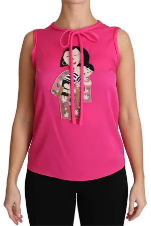Dolce & Gabbana Top, Dame, Lyserød, 2XS, Spandex, Silk Tank Mama Blouse